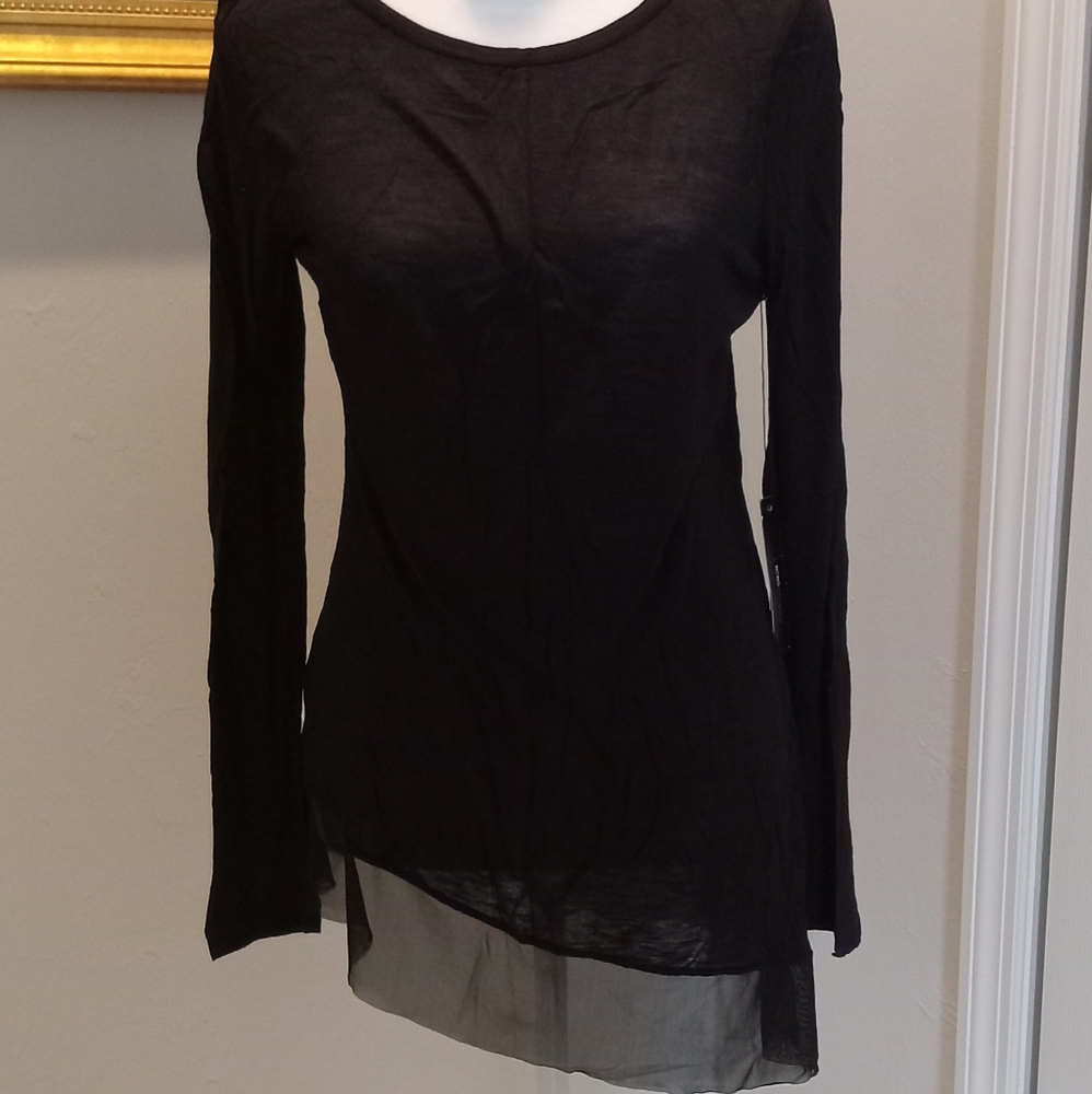 BCBGMaxAzria Black Sheer Blouse